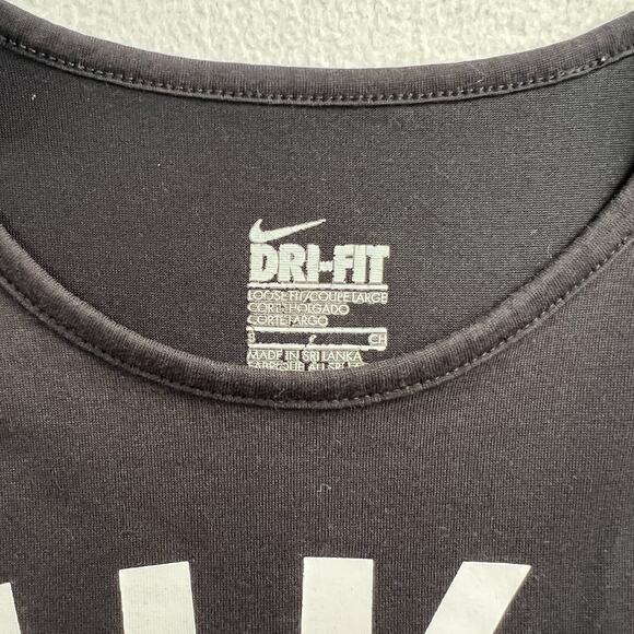 2 Nike Women Dri-Fit Blue Black Spell Out Swish Logo Athletic Tank Top Lot S - Picture 7 of 9